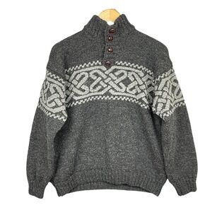 Aran Isles Knitwear Celtic Yoke Merino Wool Sweater Mens L Ireland Traditional